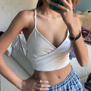 White Open Neck Crop Top